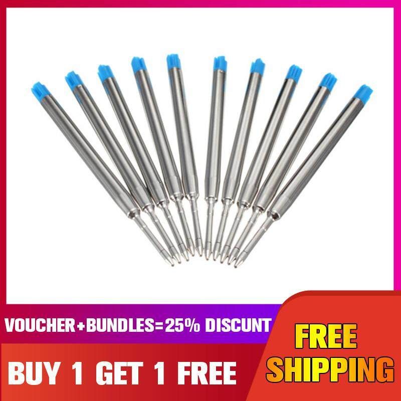10X Blue Ballpoint Pen Refills Fine Point Medium Standard For Parker Style Ink [ Buy 1 Get 1 Free]