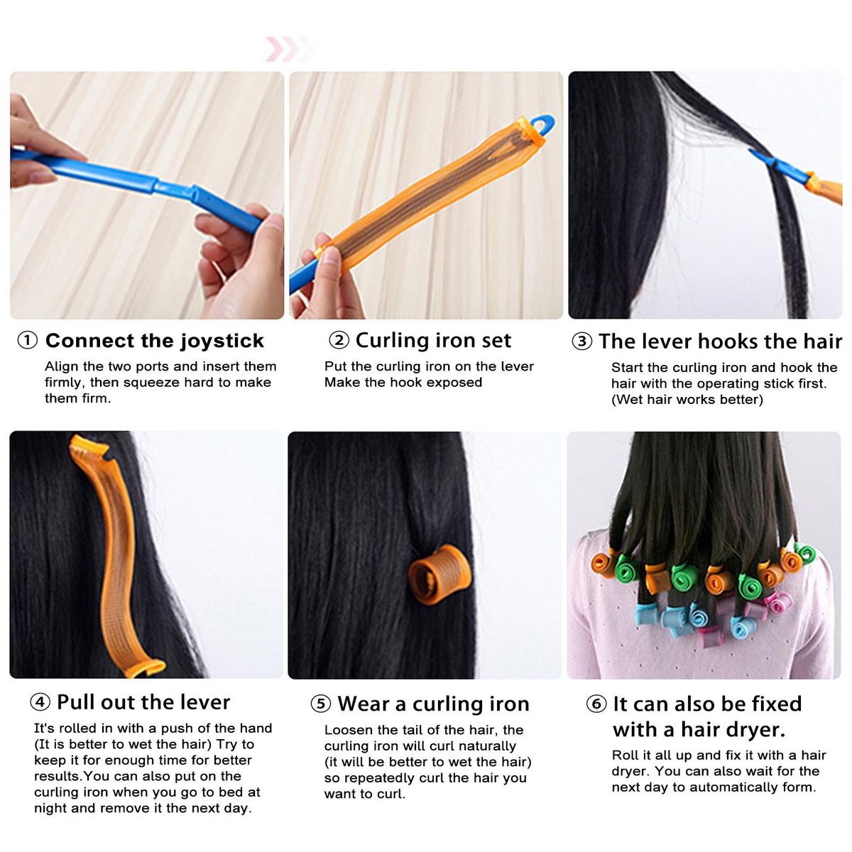Hair Roller Kit Stretchy Hair Curling Kit Heatless Diy for Damage-free