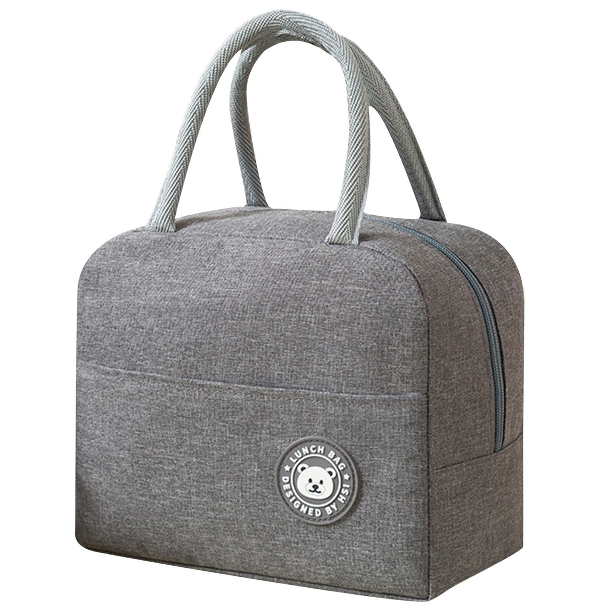 Lunch Bag Large Capacity Waterproof Fabric Reusable-Grey