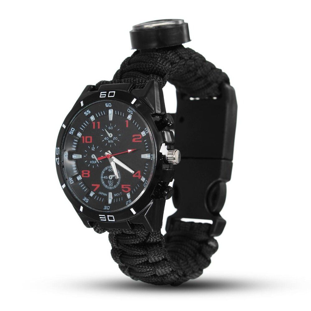 7 Core Braided Survival Wrist Watch Flint Compass Emergency Paracord Bracelet