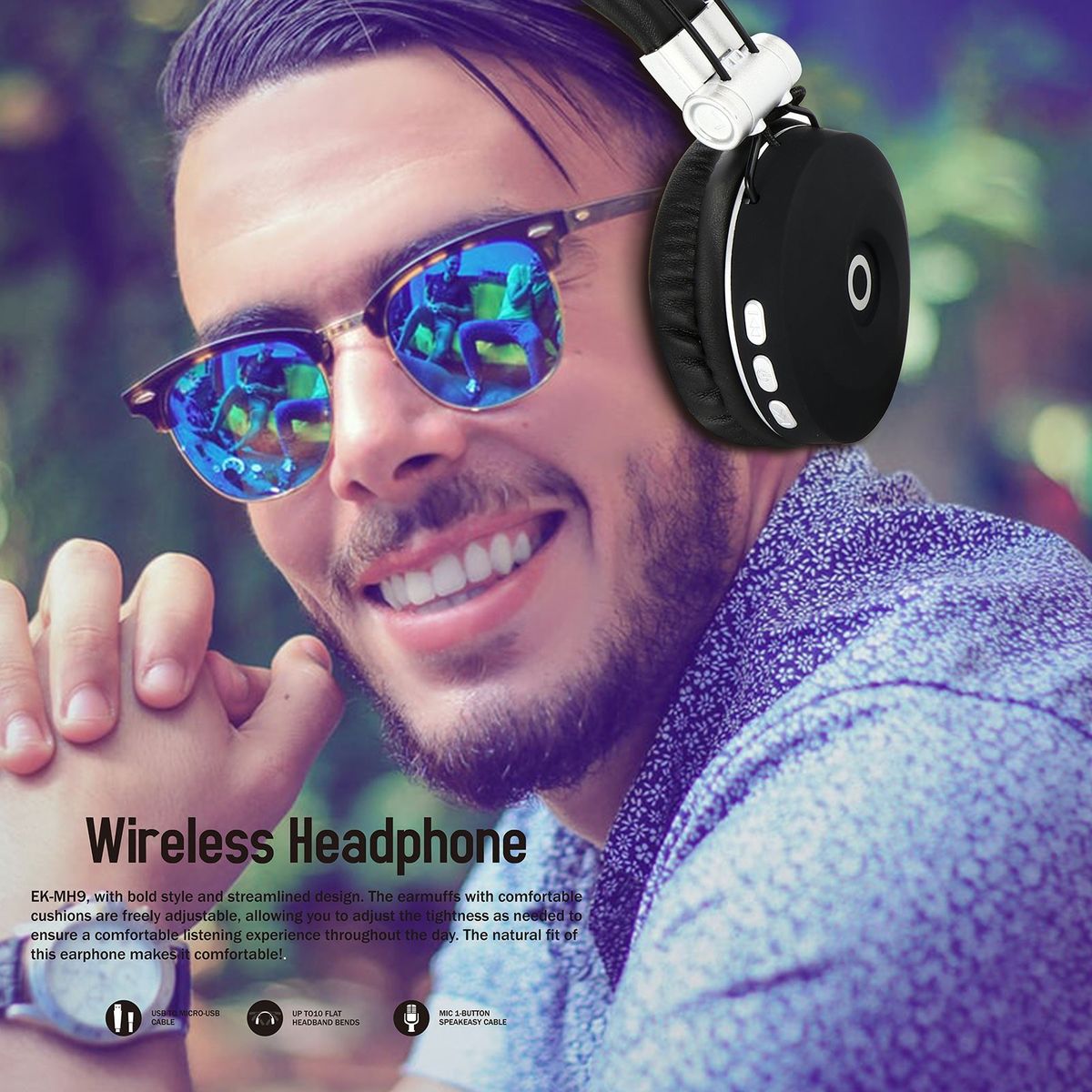 MH9 Head-mounted BT5.0 Wireless Headset Foldable Stereo