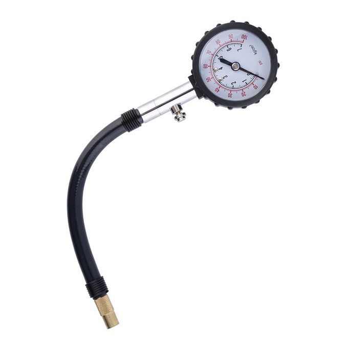 Vehi Le Tru K  Ar Tyre Tire Air Pressure   0-100PSI Tester Dial Meter-Black + White