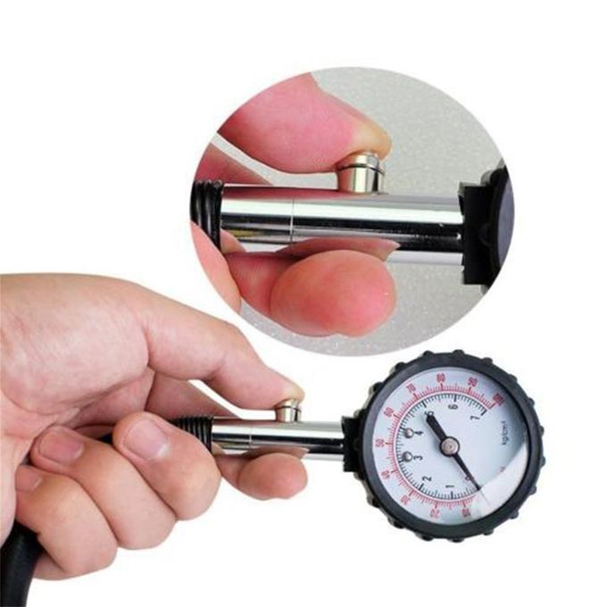 Vehi Le Tru K  Ar Tyre Tire Air Pressure   0-100PSI Tester Dial Meter-Black + White