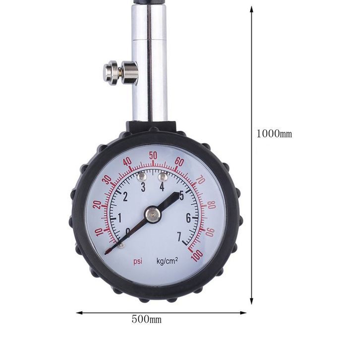 Vehi Le Tru K  Ar Tyre Tire Air Pressure   0-100PSI Tester Dial Meter-Black + White