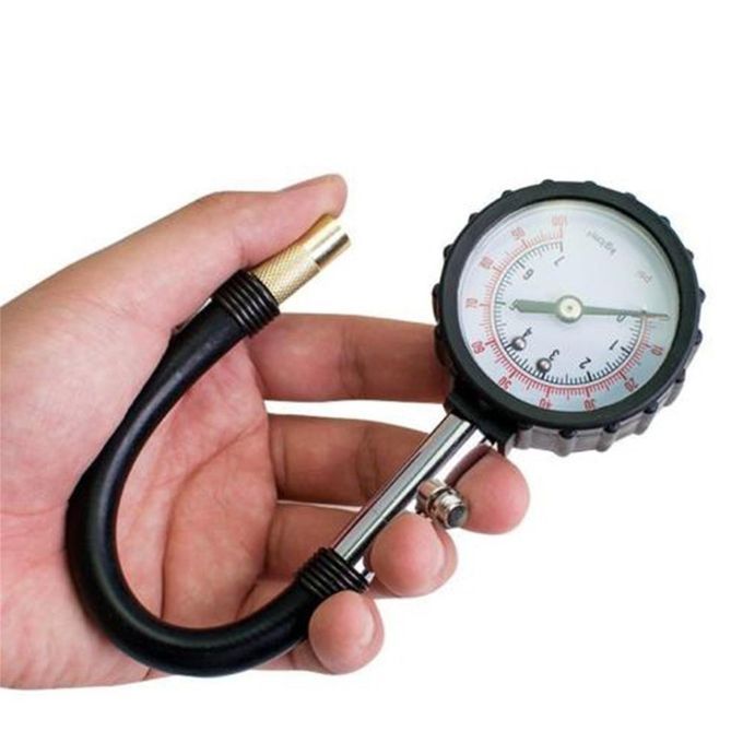 Vehi Le Tru K  Ar Tyre Tire Air Pressure   0-100PSI Tester Dial Meter-Black + White