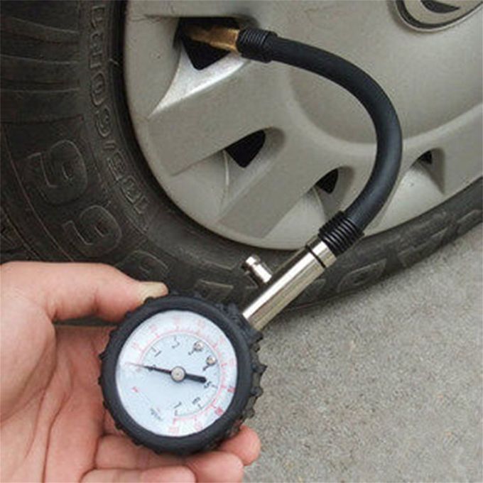 Vehi Le Tru K  Ar Tyre Tire Air Pressure   0-100PSI Tester Dial Meter-Black + White