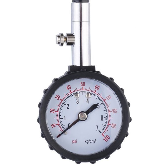 Vehi Le Tru K  Ar Tyre Tire Air Pressure   0-100PSI Tester Dial Meter-Black + White