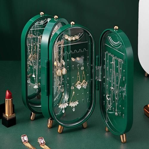 Organizer For Cosmetics Storage Box Jewelry Earrings Display Stand Bracelet Necklace Foldable Portable Container Box Home /desk