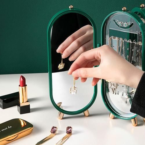 Organizer For Cosmetics Storage Box Jewelry Earrings Display Stand Bracelet Necklace Foldable Portable Container Box Home /desk