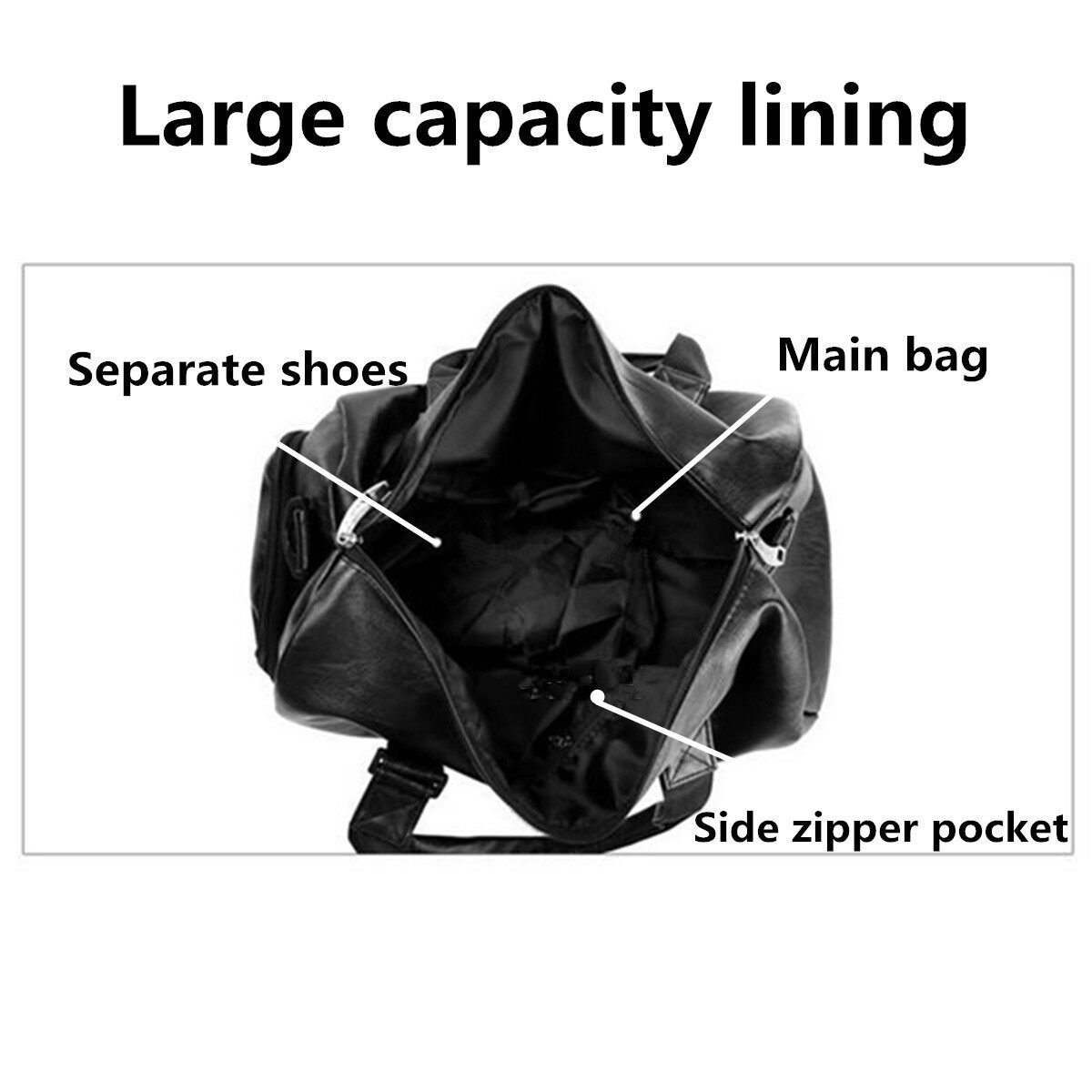 Men Women Gym Shoulder Bag Duffel PU Leather Travel Overnight Luggage Handbag Bags Large/Small Large