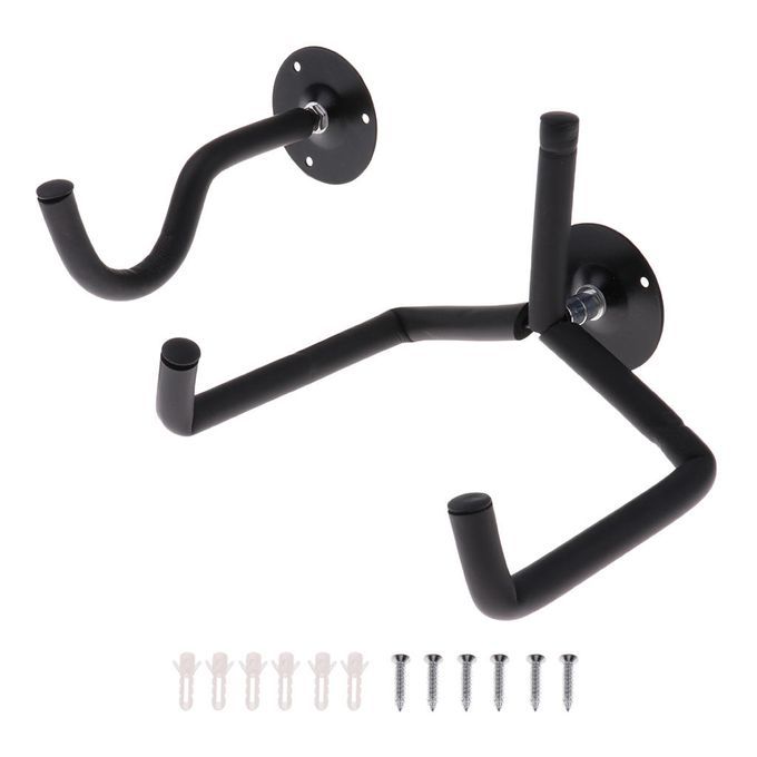 Horizontal Guitar Wall Hanger Safety Wall Mount Holder Slatwall Black