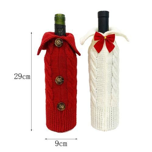2 Pcs Christmas Wine Bottle Cover Bags Knitted Wine