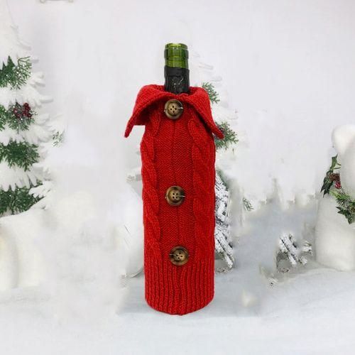 2 Pcs Christmas Wine Bottle Cover Bags Knitted Wine