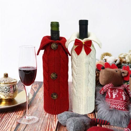 2 Pcs Christmas Wine Bottle Cover Bags Knitted Wine