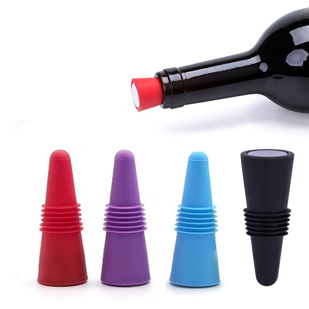 Reusable Silicone Red Wine Champagne Bottle Stopper Cone Lid Sealing Top Cover-Black