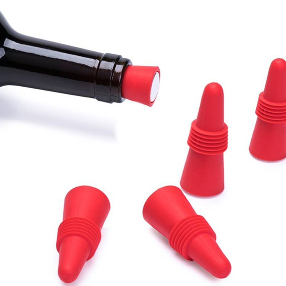 Reusable Silicone Red Wine Champagne Bottle Stopper Cone Lid Sealing Top Cover-Black