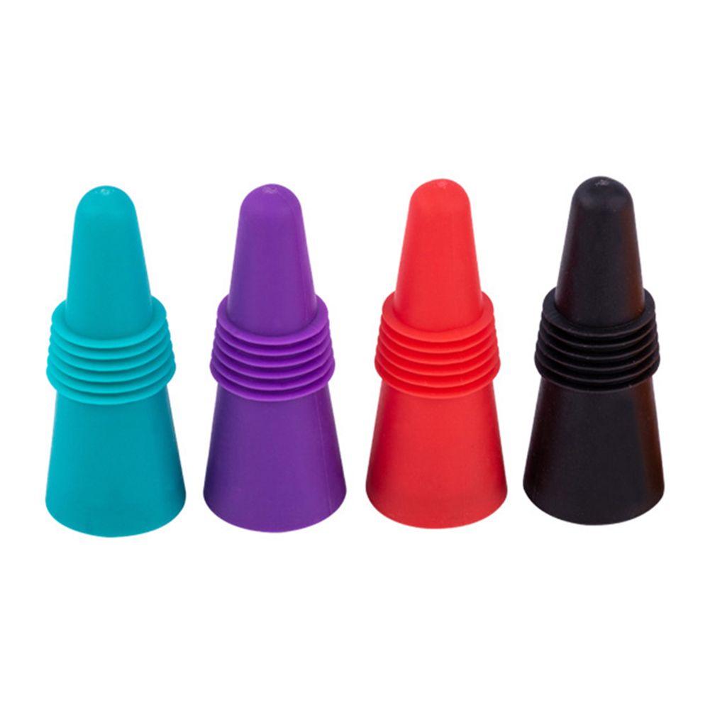 Reusable Silicone Red Wine Champagne Bottle Stopper Cone Lid Sealing Top Cover-Black