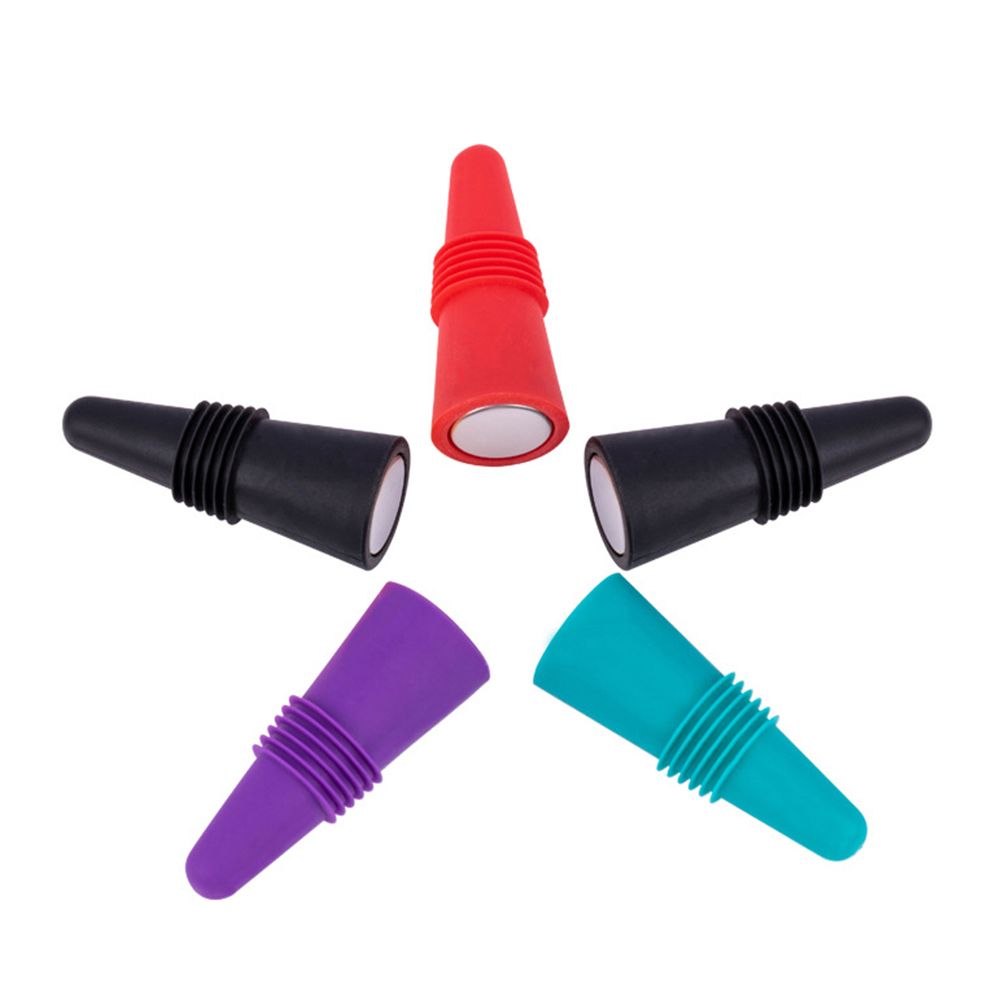 Reusable Silicone Red Wine Champagne Bottle Stopper Cone Lid Sealing Top Cover-Black