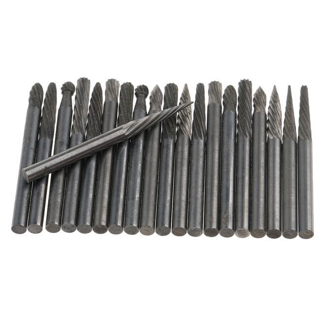 20Pcs HSS Routing Router Bits Burr Rotary Tools 1/8'' /3mm Shank
