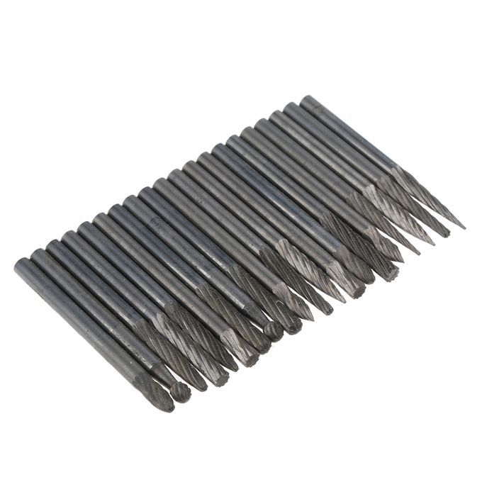 20Pcs HSS Routing Router Bits Burr Rotary Tools 1/8'' /3mm Shank