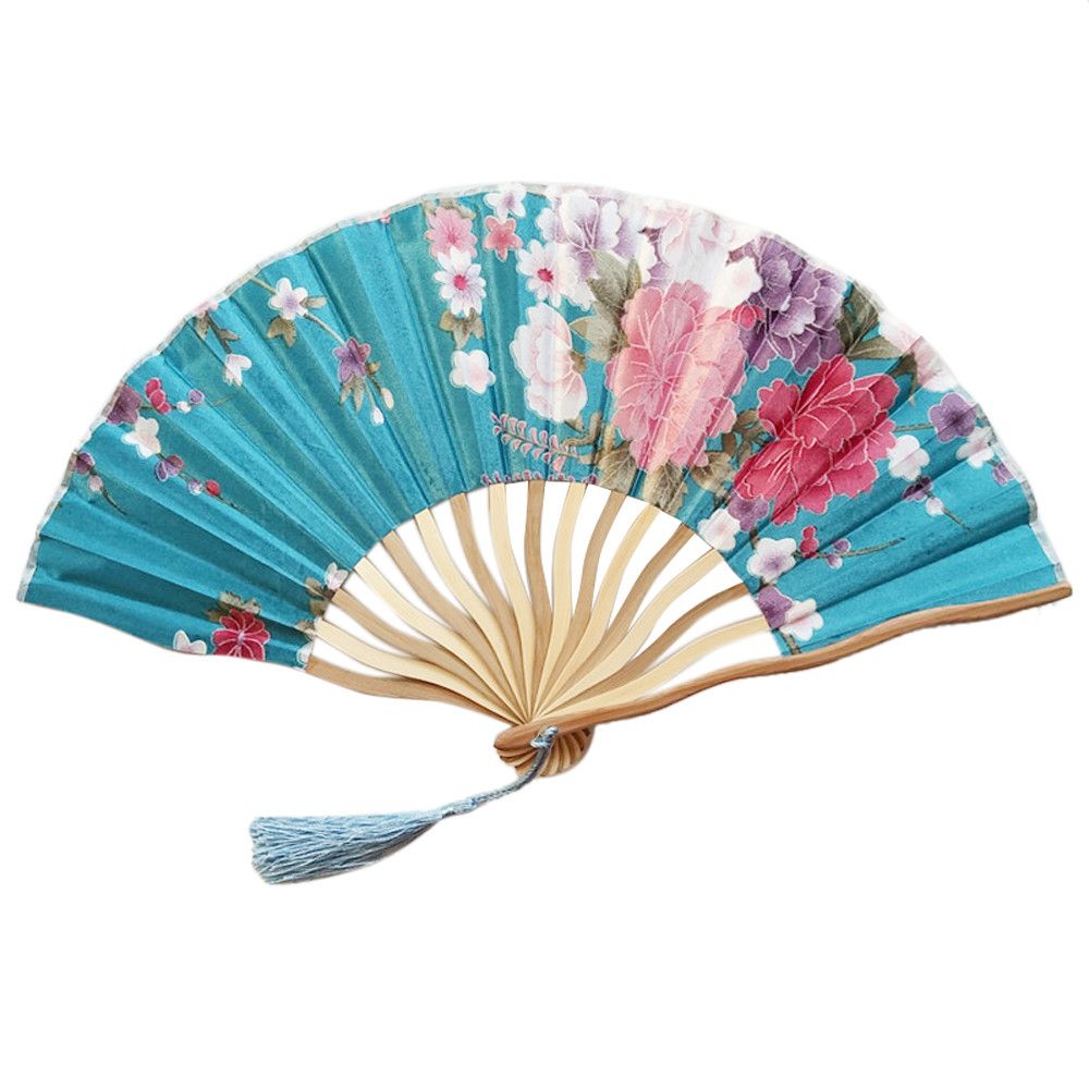 Dropshipping #H30 Wedding Colorful Dance Fan Paper Bamboo Summer Folding Chinese/Spanish Style Held Flower Gift Hand Party