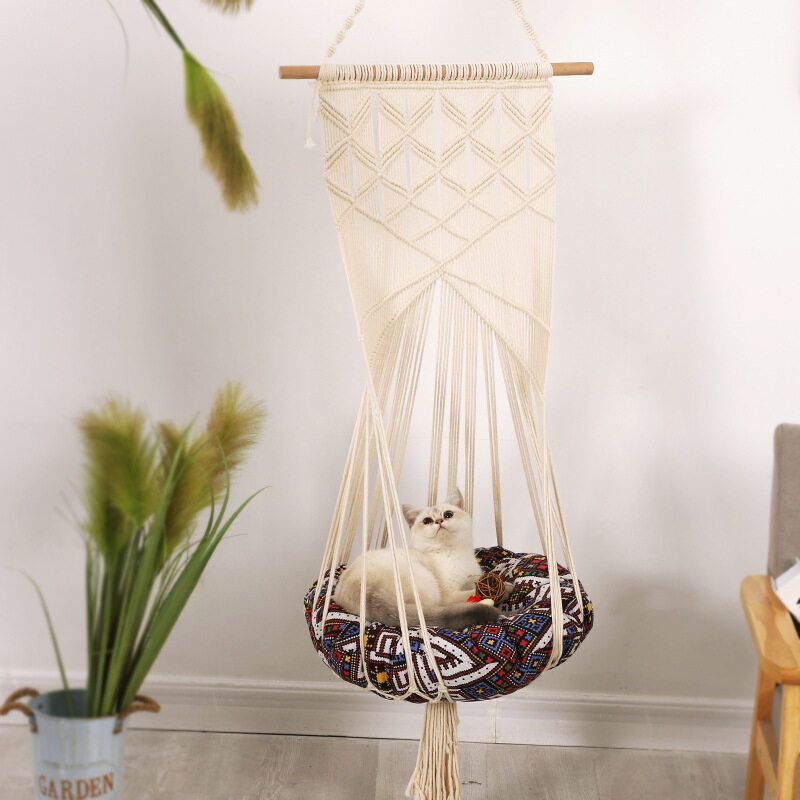 Cat Bedding Hammock Cat Swing Swing Bed Hanging Sleep Chair Seat Tassel Hammock Cotton