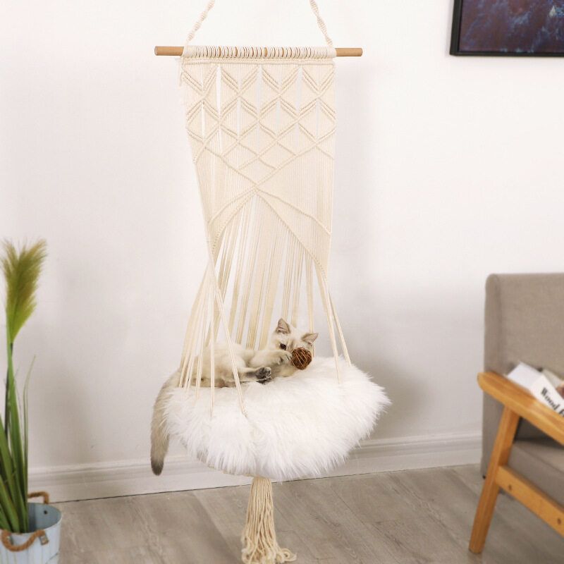 Cat Bedding Hammock Cat Swing Swing Bed Hanging Sleep Chair Seat Tassel Hammock Cotton