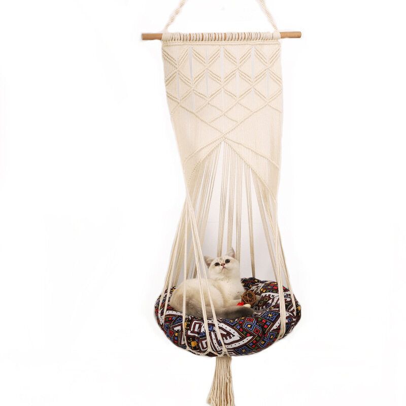 Cat Bedding Hammock Cat Swing Swing Bed Hanging Sleep Chair Seat Tassel Hammock Cotton