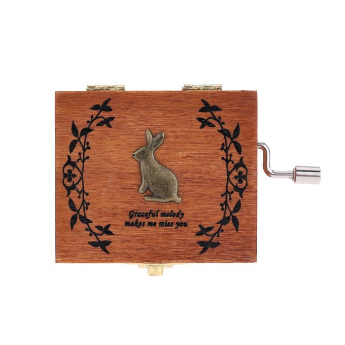 Retro Wooden Musical Box Hand Crank Music Box Exquisite
