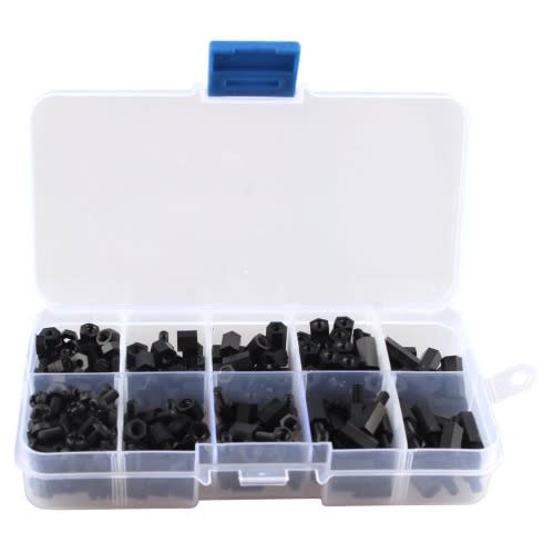 Assorted M3 Nylon Hex Screw Nut Circuit Spacer Pcb Board Pillars Standoff - 300 Pieces  - Black