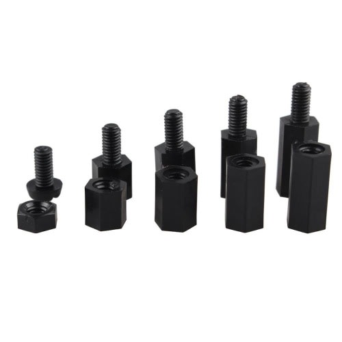 Assorted M3 Nylon Hex Screw Nut Circuit Spacer Pcb Board Pillars Standoff - 300 Pieces  - Black