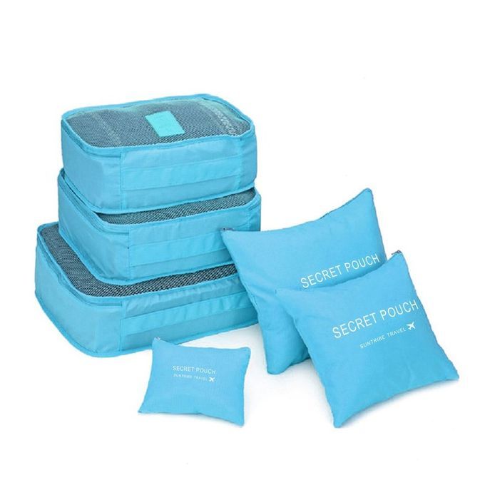 6 P S/Set Square Travel Luggage Storage Bags  Lothes Organizer Pou H  Ase-blue
