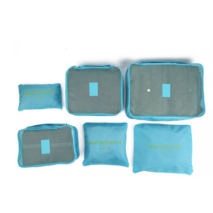 6 P S/Set Square Travel Luggage Storage Bags  Lothes Organizer Pou H  Ase-blue