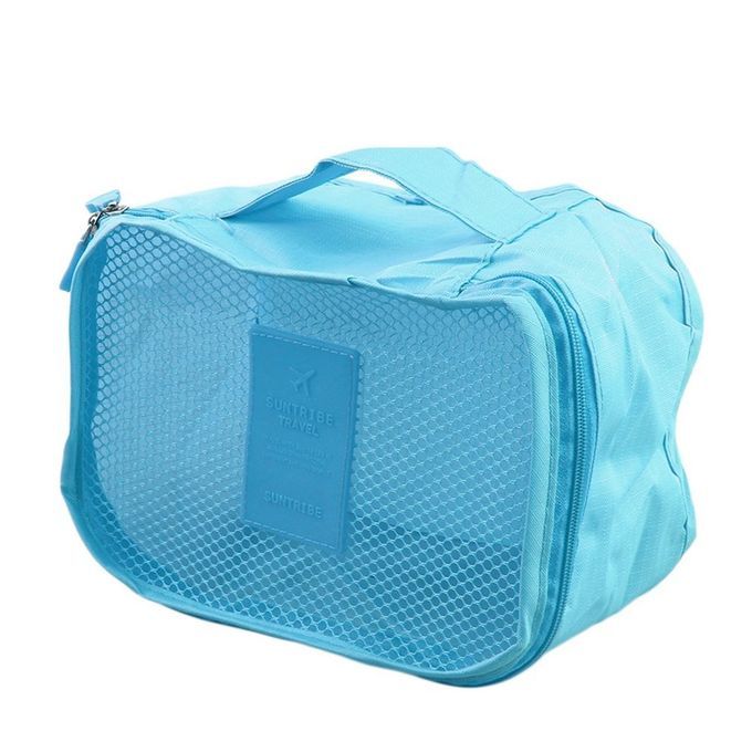 6 P S/Set Square Travel Luggage Storage Bags  Lothes Organizer Pou H  Ase-blue