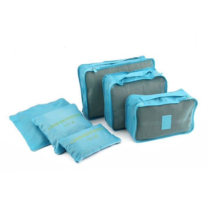 6 P S/Set Square Travel Luggage Storage Bags  Lothes Organizer Pou H  Ase-blue