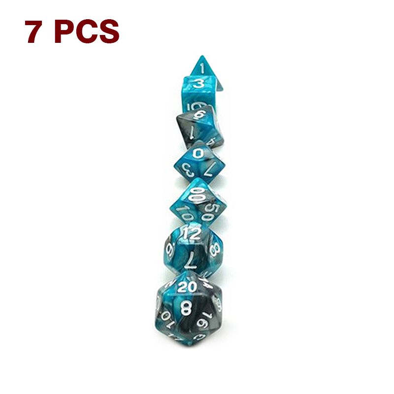 7pcs Dual Color Digital Dice Multi Sides 20/12/10/100/8/6/4