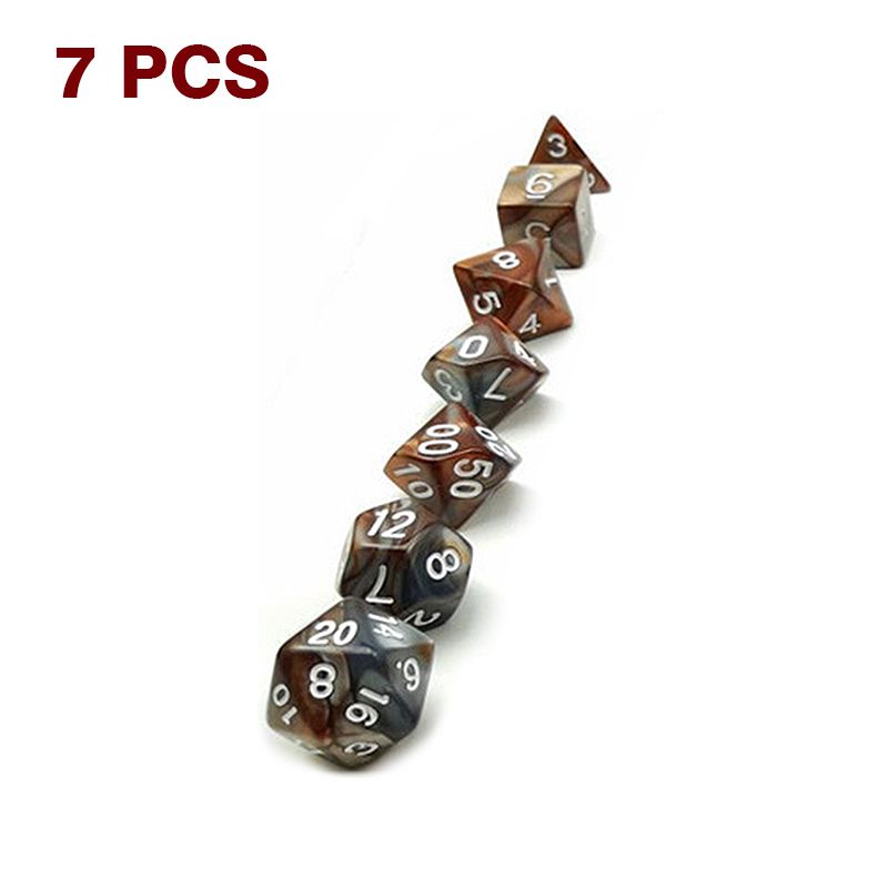 7pcs Dual Color Digital Dice Multi Sides 20/12/10/100/8/6/4