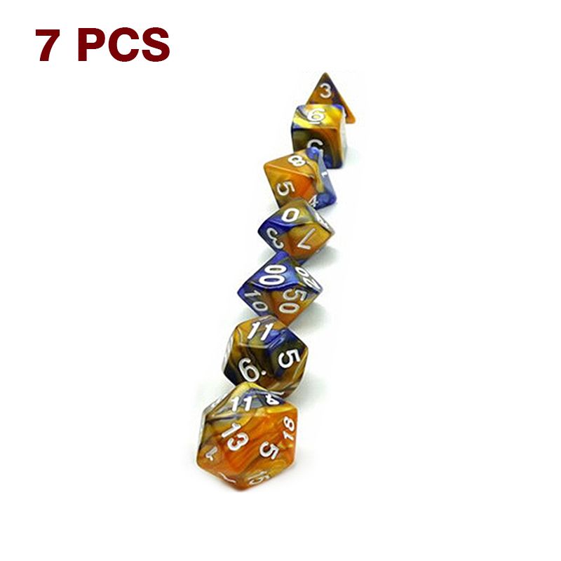 7pcs Dual Color Digital Dice Multi Sides 20/12/10/100/8/6/4