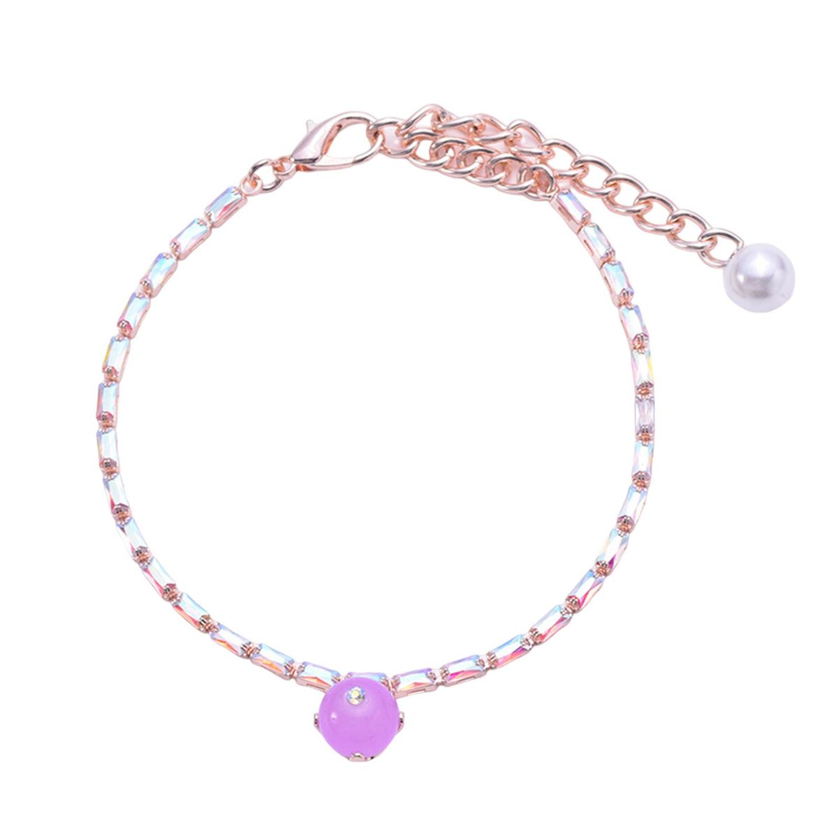 Cat Necklace Cat Dog Rhinestone Necklace Jewelry Accessories Purple