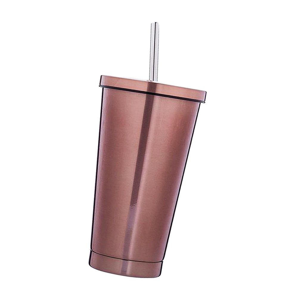 Rose Gold 18cm 500ml Insulated Tumbler Cups With Straw Rose Gold