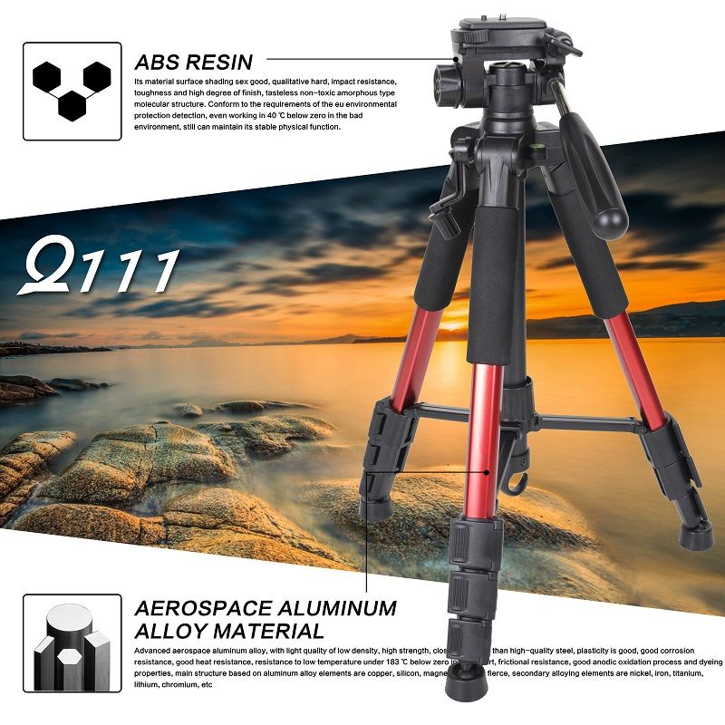 ZOMEI Q111 55" Professional Aluminum Alloy Camera Tripod For DSLR Canon Nikon Sony DV Video And Smar