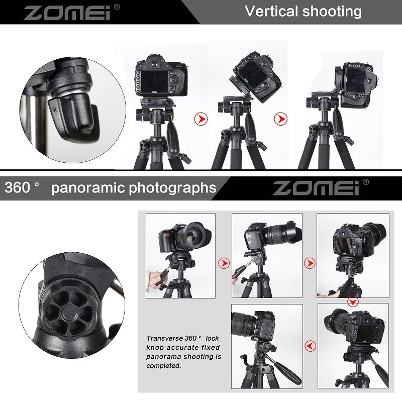 ZOMEI Q111 55" Professional Aluminum Alloy Camera Tripod For DSLR Canon Nikon Sony DV Video And Smar