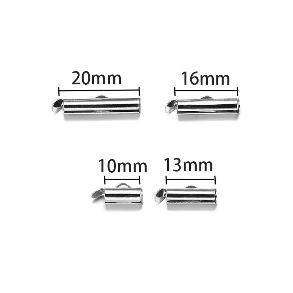 10set/lot Crimp End Beads Slide End Clasp With Chain Buckles Tubes Slider End Caps Connectors For DIY Jewelry Making Accessories