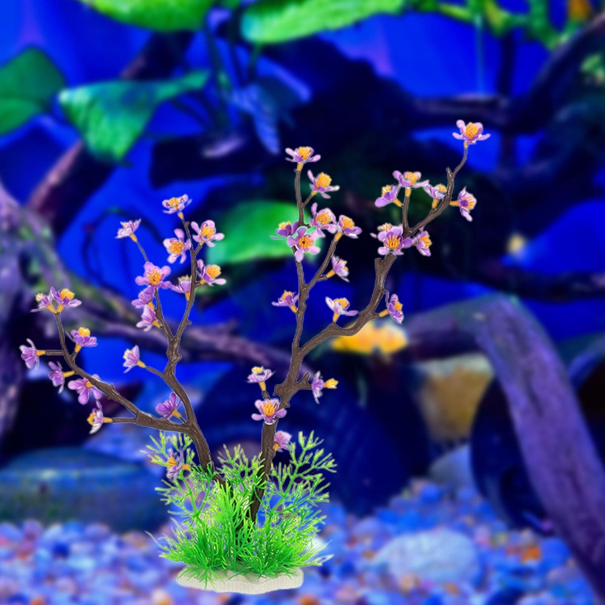 Simulated Aquatic Plants Cactus Fish Tank Decoration Purple