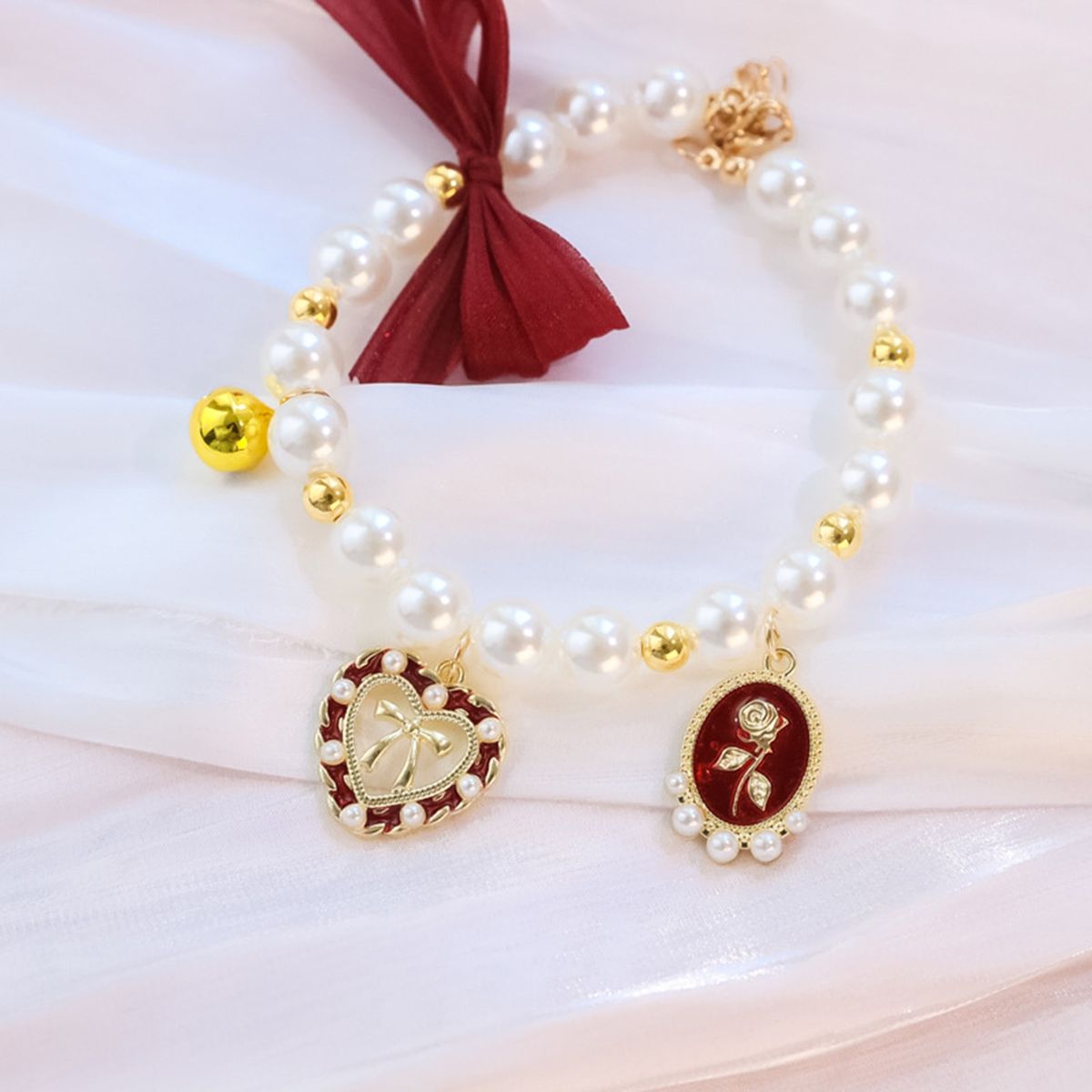 Dog Necklace Wedding Pet Collar Jewelry Accessories Red