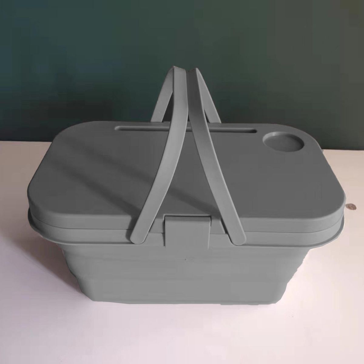 Picnic Food Basket Outdoor Food Fruit Folding Box Grey