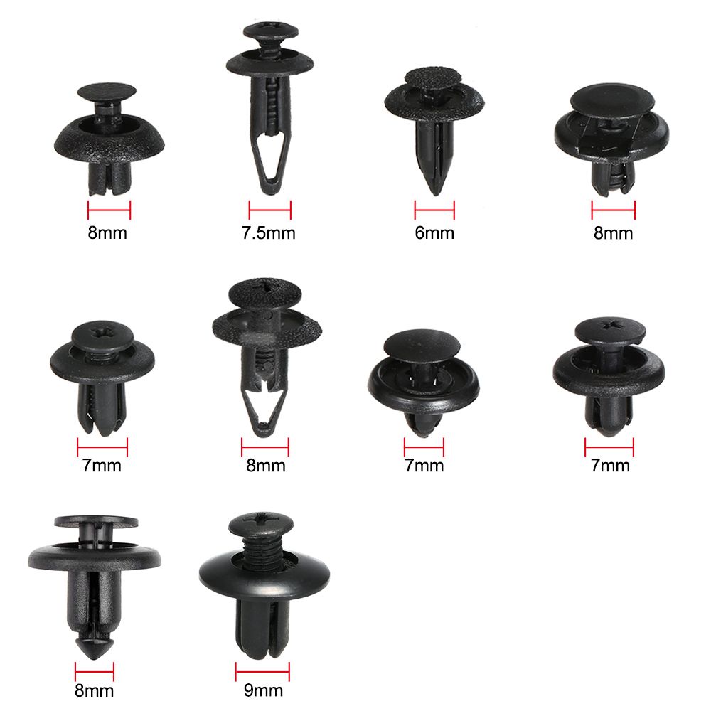 100Pcs Fastener Clips Trunk Screw Rivets Set Car Bumper