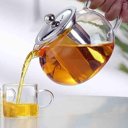 Resistant Glass Teapot Transparent With Stainless Steel Strainer Container Tea Pot Good Kettle Square Filter Baskets