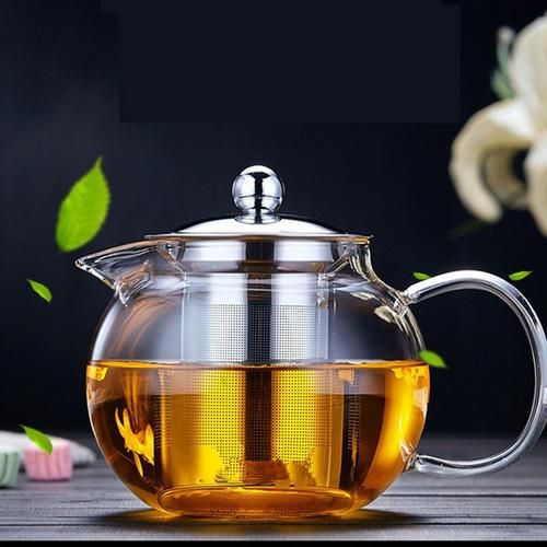 Resistant Glass Teapot Transparent With Stainless Steel Strainer Container Tea Pot Good Kettle Square Filter Baskets
