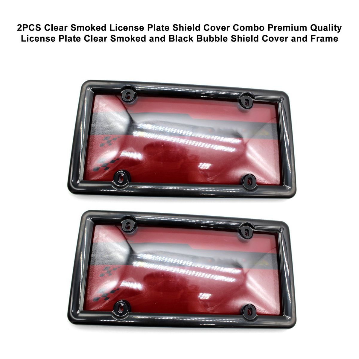 2PCS Clear Smoked License Plate Shield Cover Combo Premium